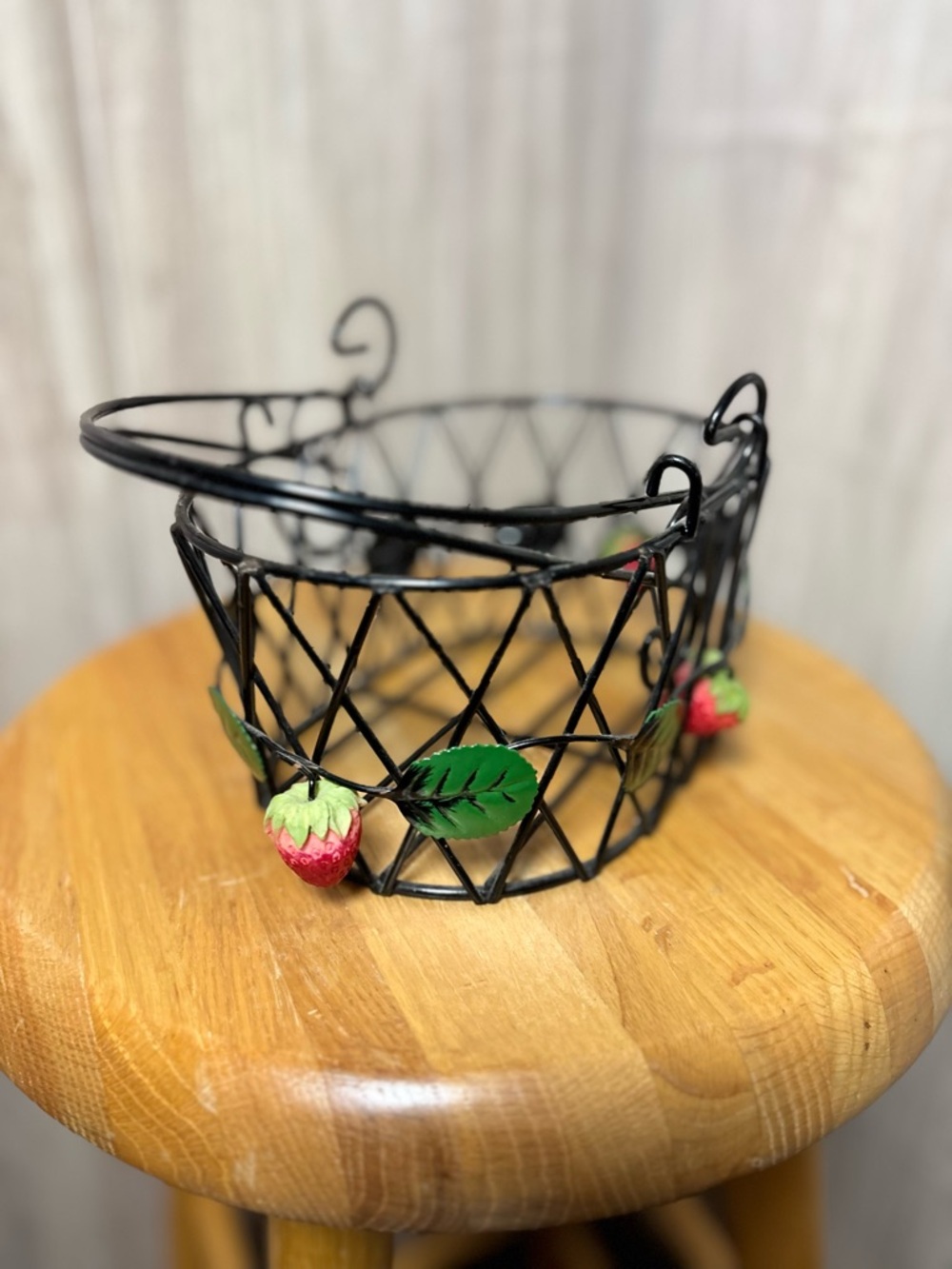 Decorative Black Metal Strawberry Wire Basket - Home Accents Vintage